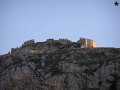 view of acrocorinth castle above korinthos